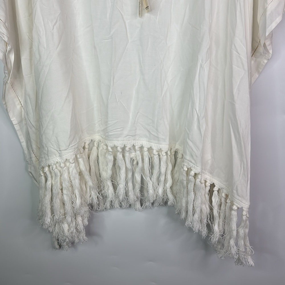 Lovestitch Off White Boho Oversized Fringe Blouse Size S/M NWT - Picture 3 of 13